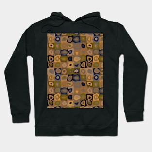 Autumn Nights  - Retro Geometric Wobbly Square Grid Pattern Hoodie